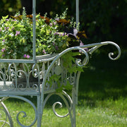 Flower Cart with Roof and Moving Wheels (Distressed White)