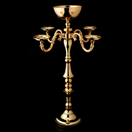 Metal 5 Arm Candelabra with Flower Bowl 33¼" - Gold