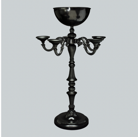 Metal 5 Arm Candelabra with Flower Bowl 33¼" - Black