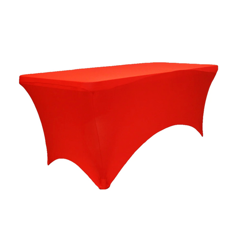 Rectangular 6 FT Spandex Table Cover - Red